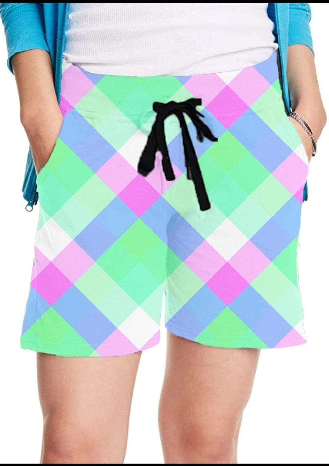 Summer Plaid #1 leggings, skorts, lounge pants, and 4" unisex jogger shorts