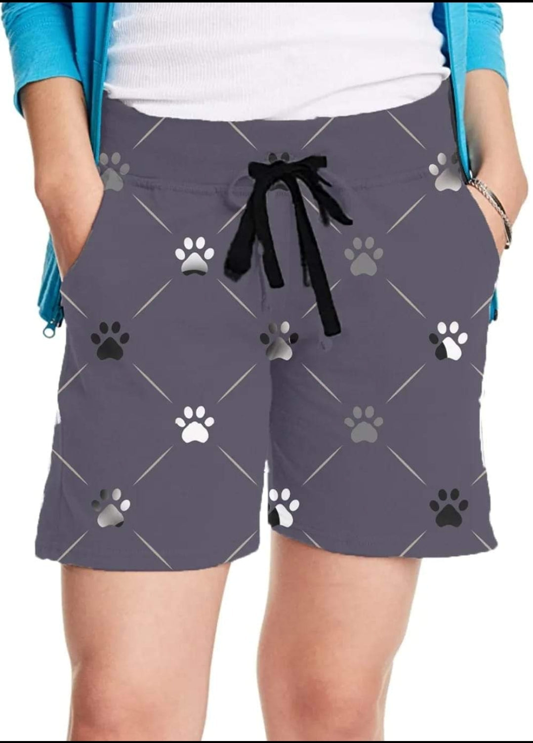 Purple Paw leggings, capris, capris lounge pants, capri joggers, and shorts
