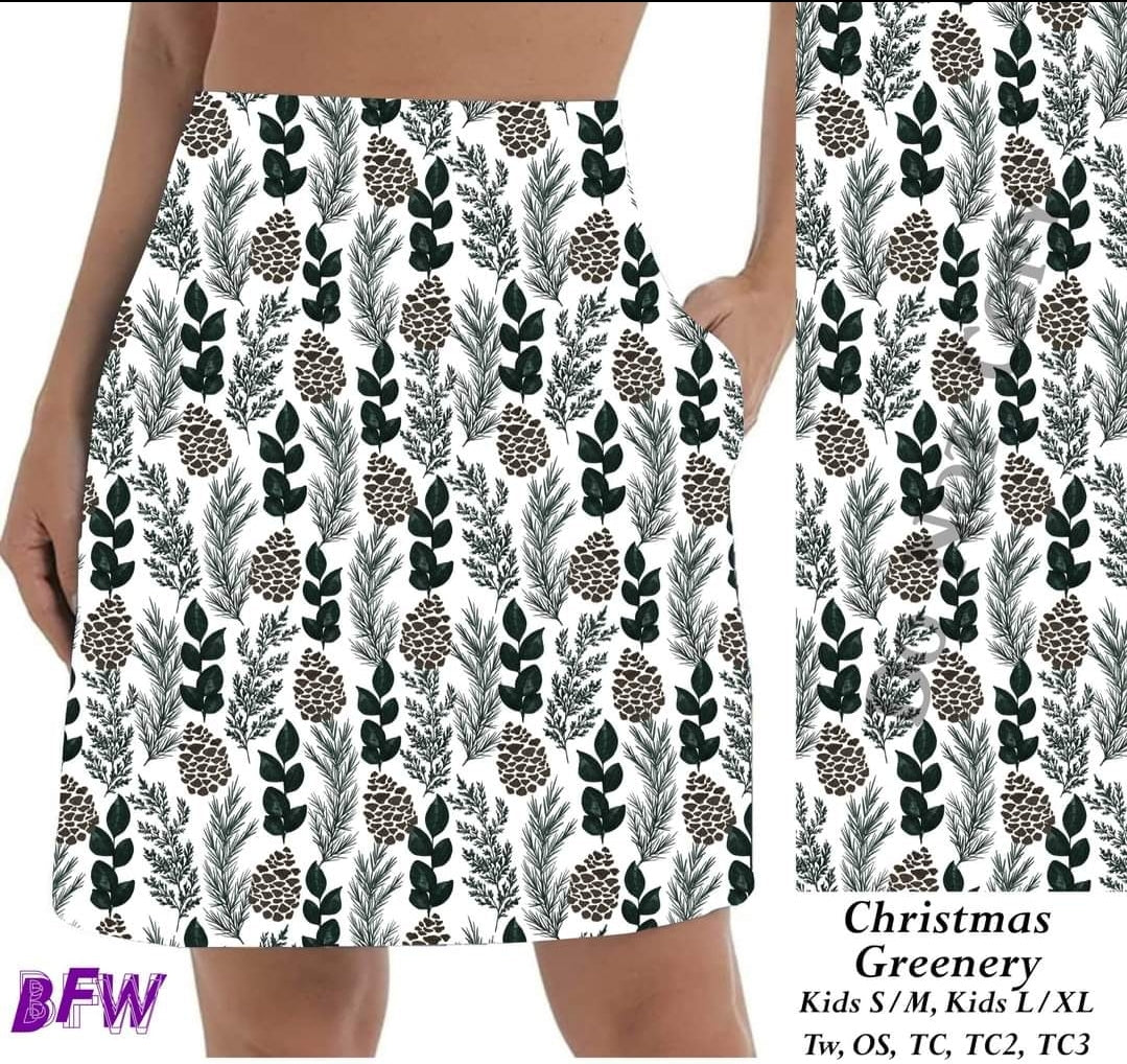Christmas Greenery skort with pockets