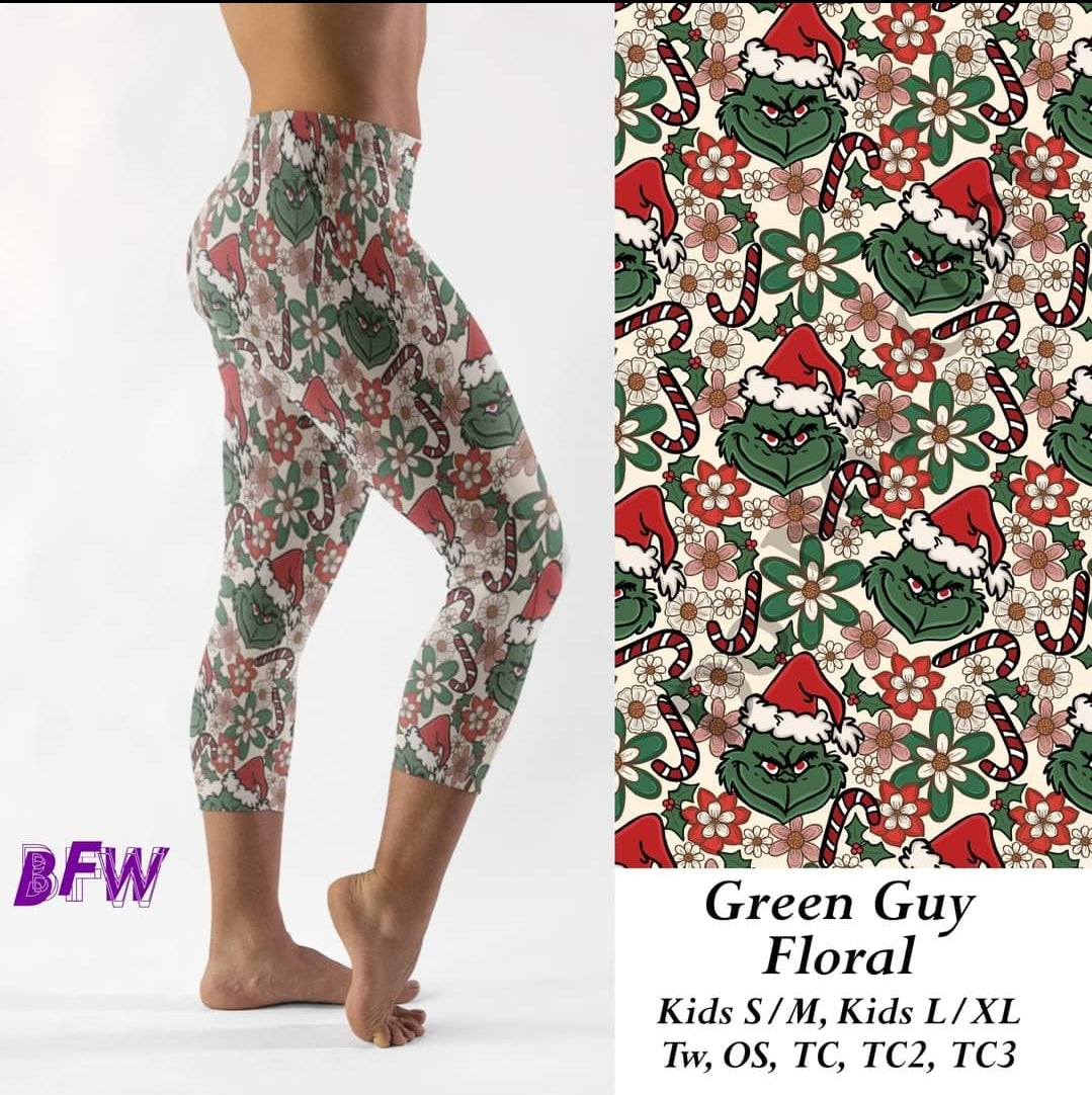 Green guy floral leggings