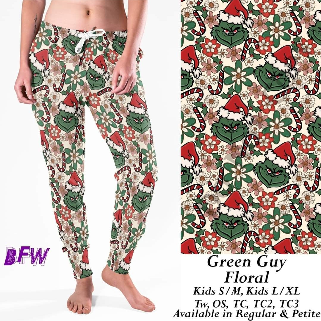 Green guy floral leggings