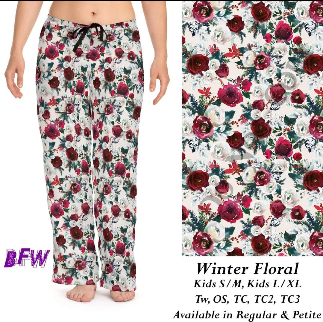 Winter Floral skorts, capris, and leggings with pockets