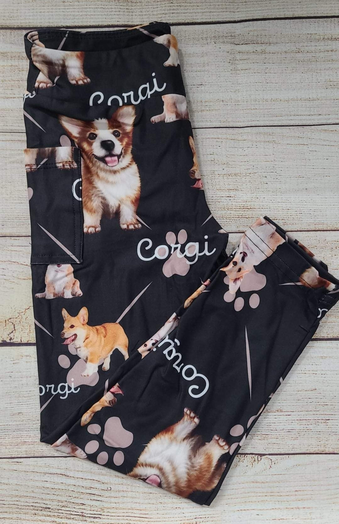 Corgi leggings with pockets adult