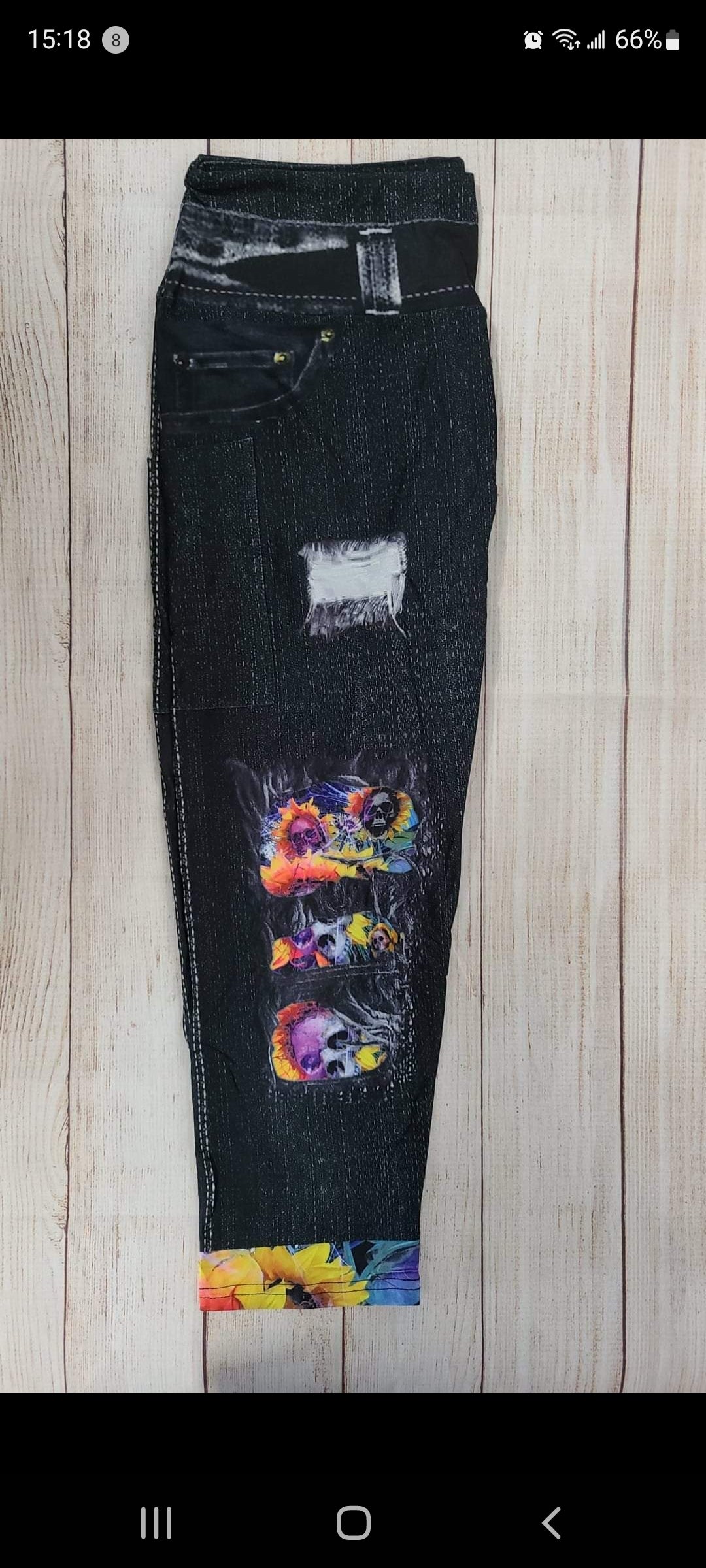 Skull Flowers Faux Denim