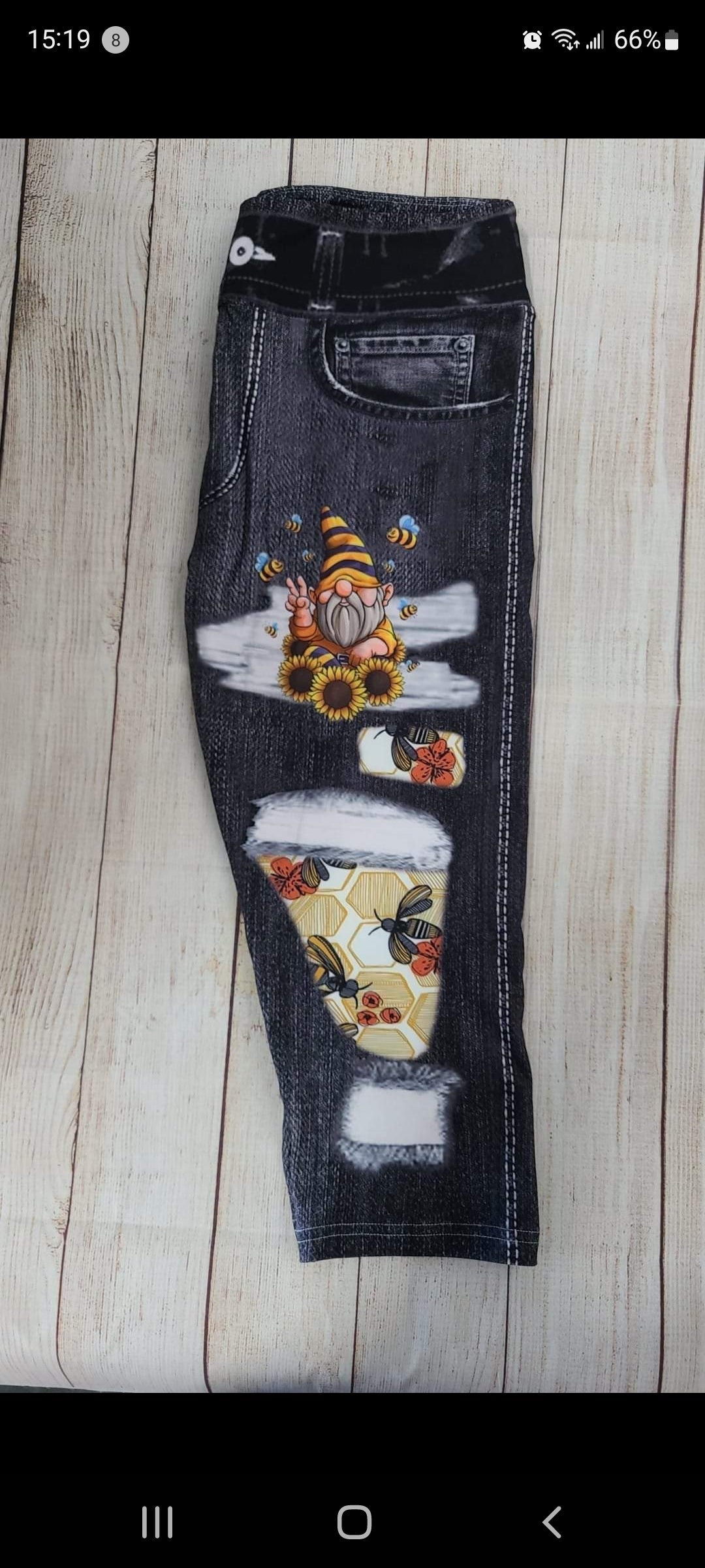 Faux Denim Sunflower Gnome Leggings