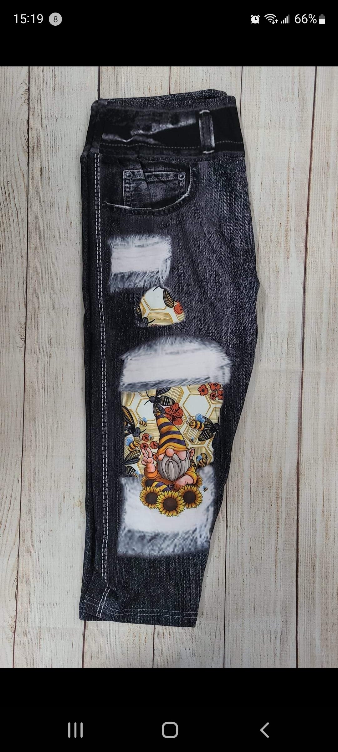 Faux Denim Sunflower Gnome Leggings