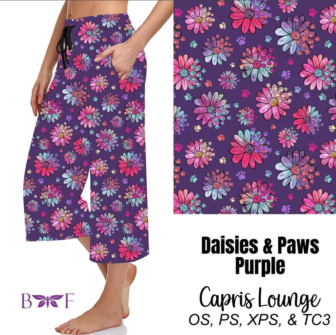 Daisies and Paws Purple Leggings & Capris