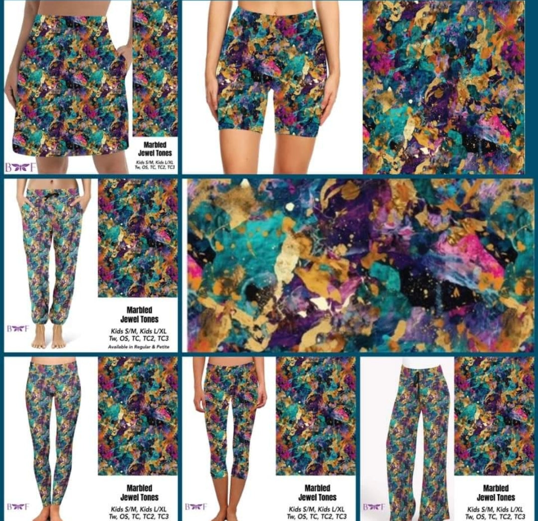 Marbled Jewel Tones Capris