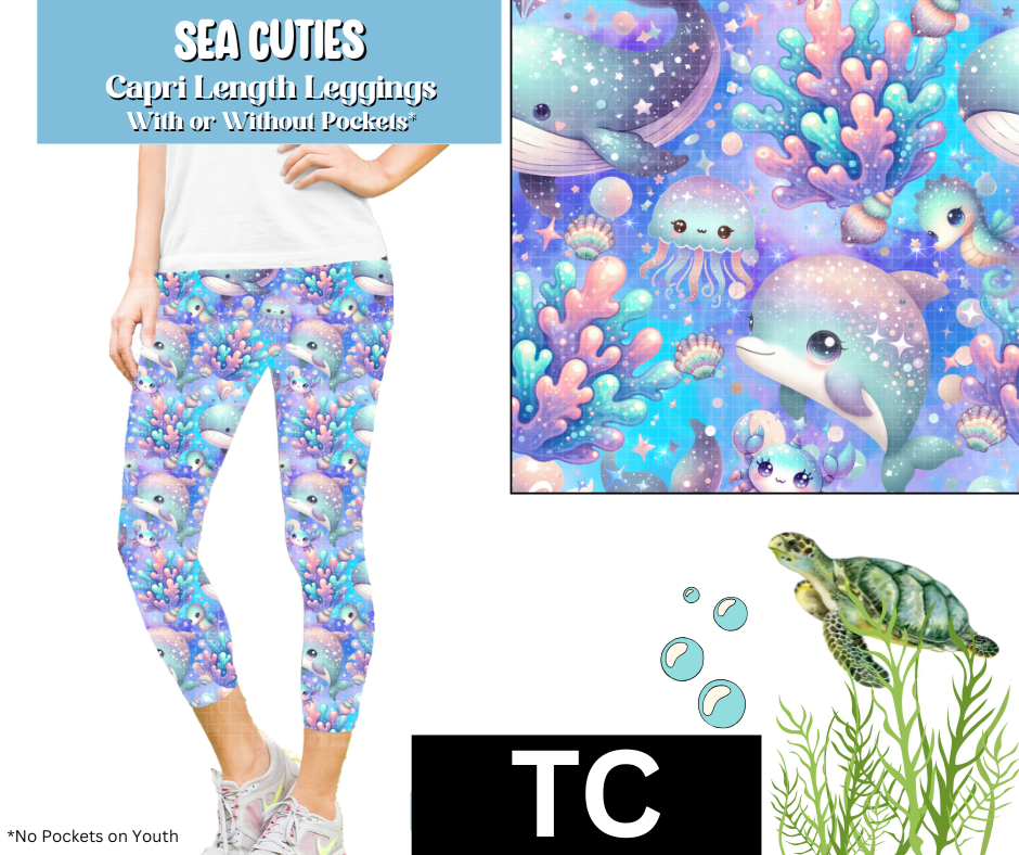 Sea Cuties Capri Length Leggings w/ Pockets
