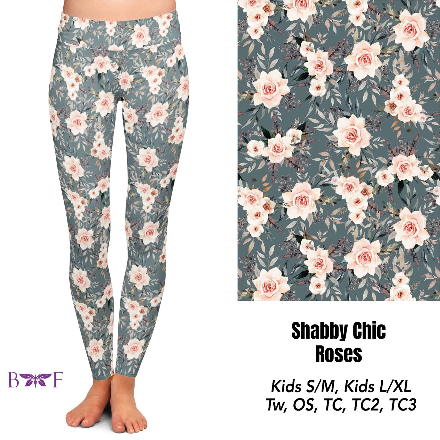 Shabby Chic Roses Capris
