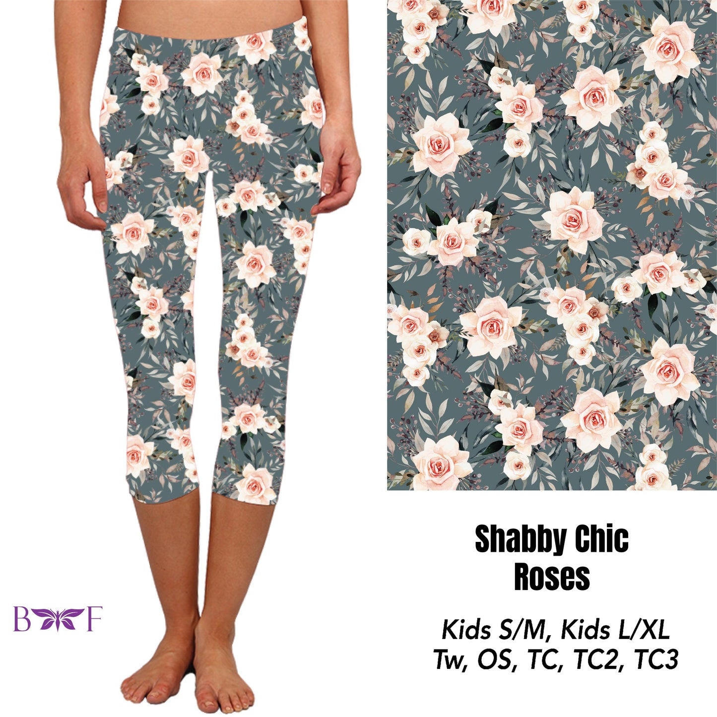 Shabby Chic Roses Capris