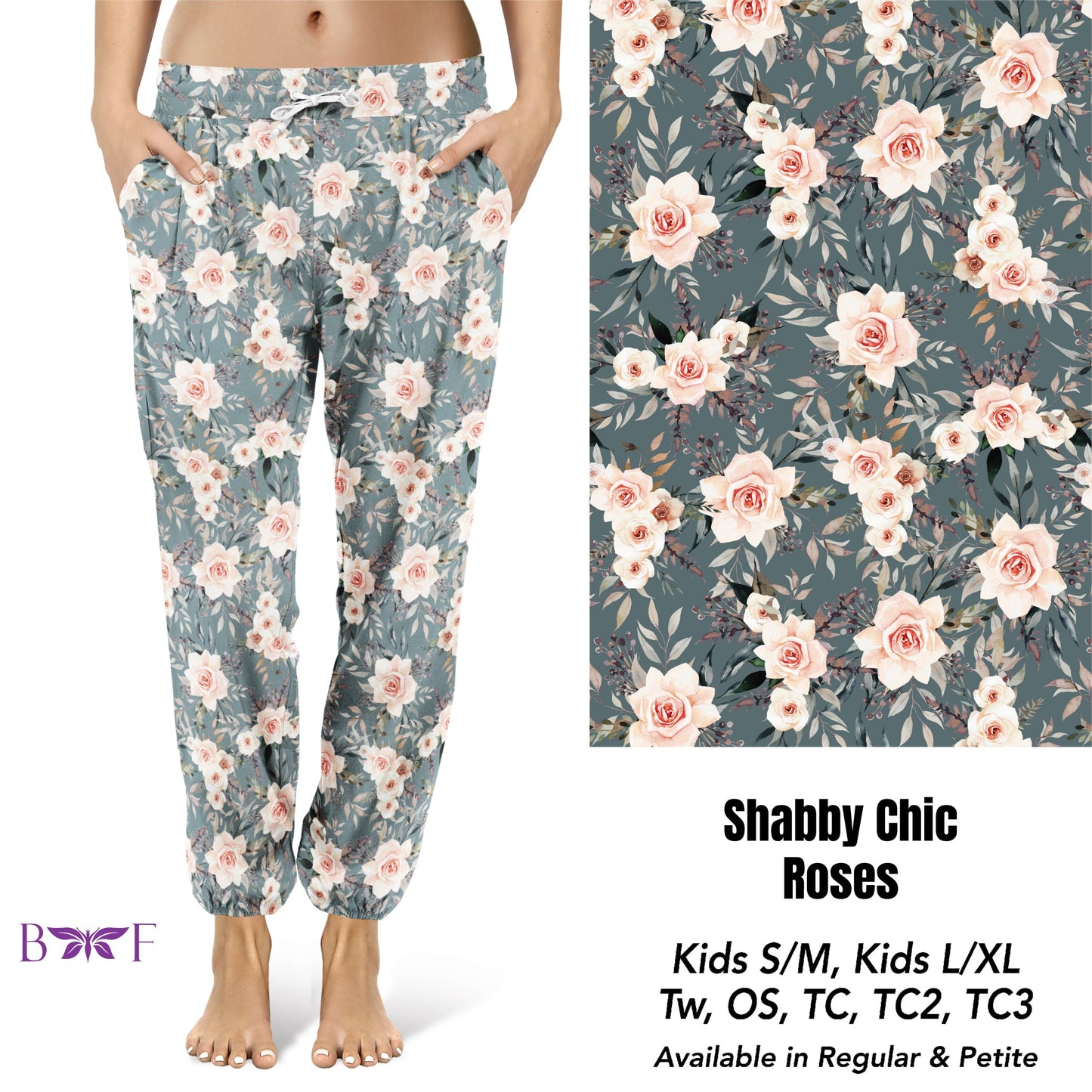Shabby Chic Roses Capris