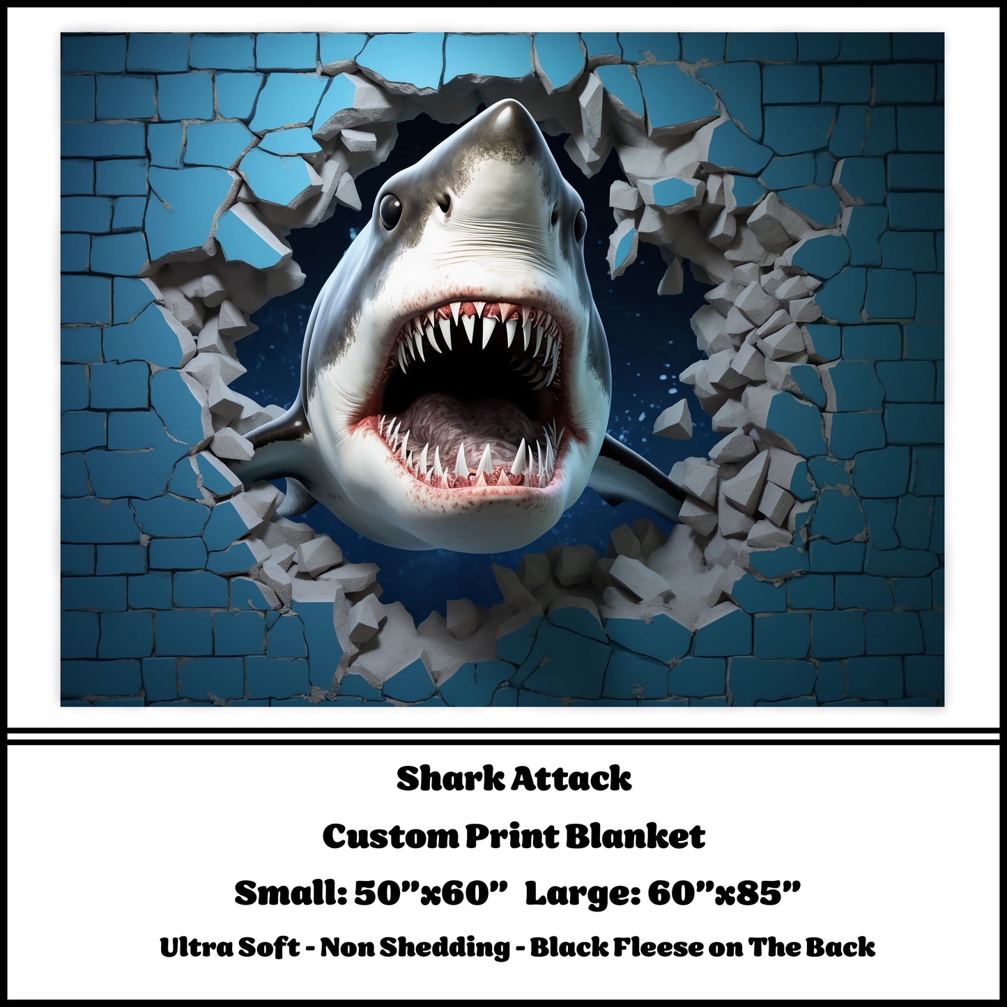 Shark Attack Fleece Blanket - preorder closes 8/7 eta 8-10 weeks