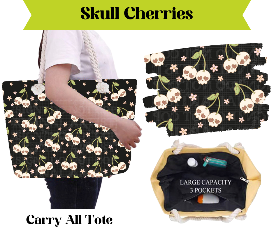 Skull Cherries Carry All Tote