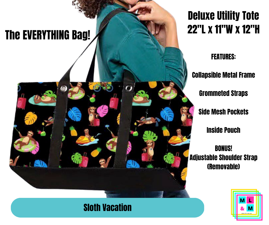 Sloth Vacation Collapsible Tote