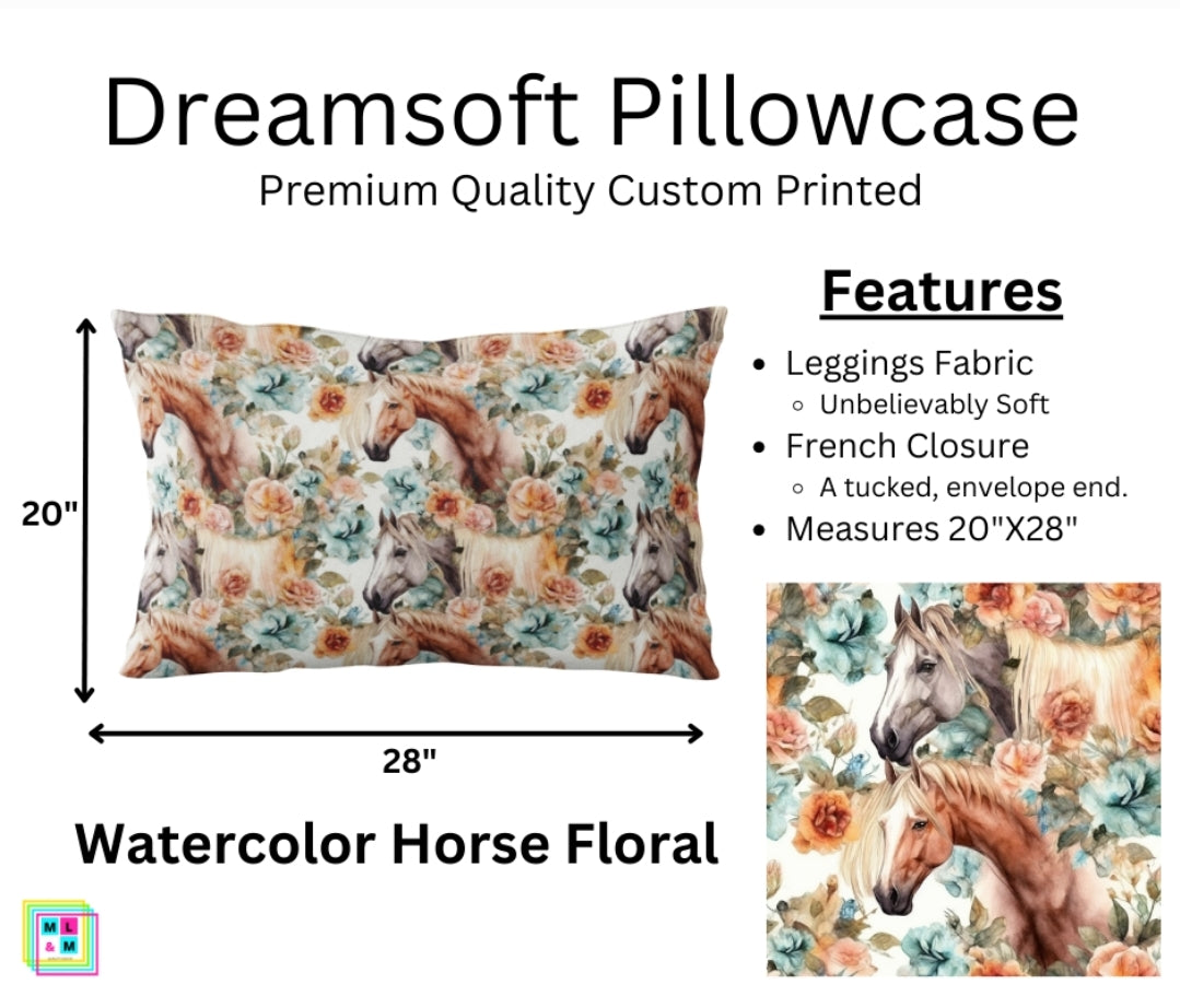 Watercolor Horse Floral Dreamsoft Pillowcase