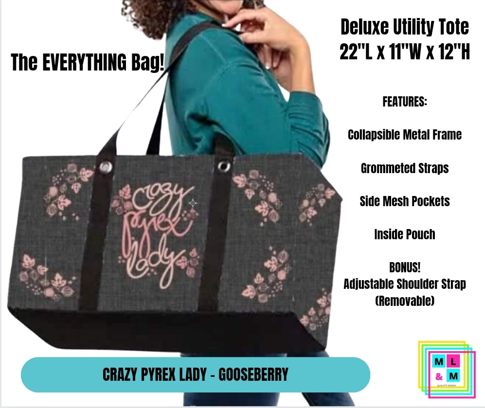 Crazy Pyrex Lady Gooseberry Collapsible Tote