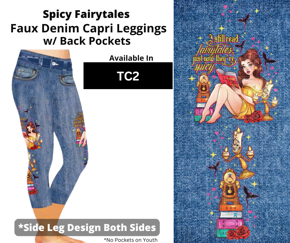 Spicy Fairytales Capri Faux Denim w/ Side Leg Designs