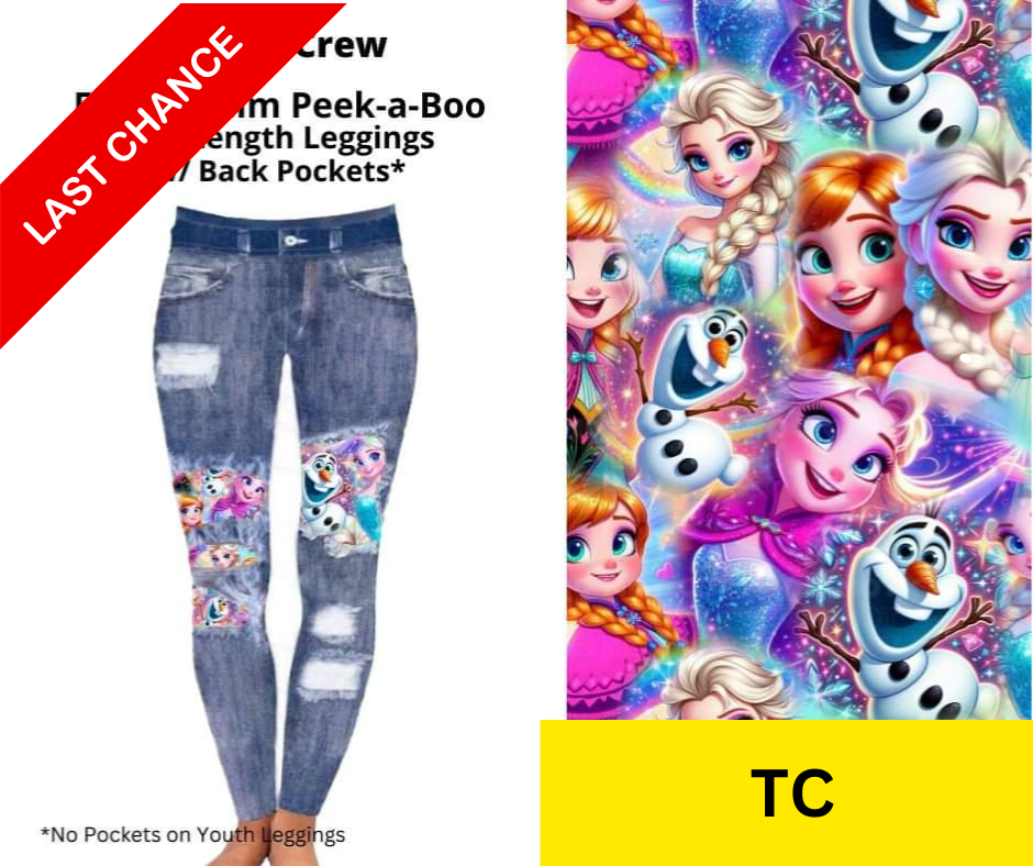 Cold Crew Faux Denim Full Length Peekaboo Leggings