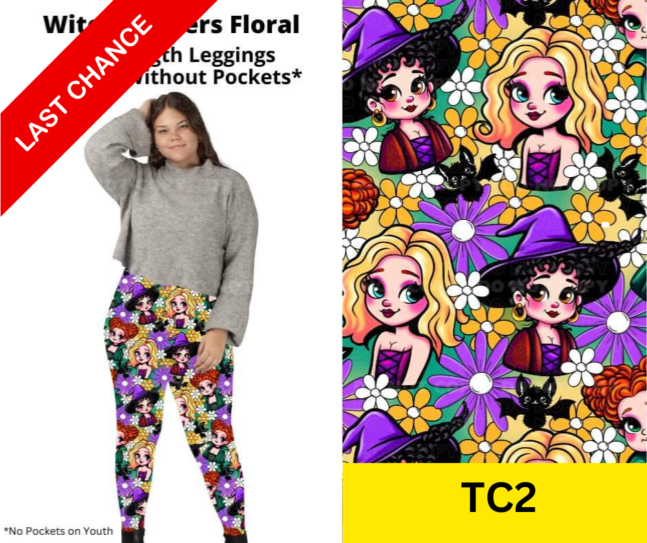 Witchy Sisters Floral Full Length Leggings w/ Pockets