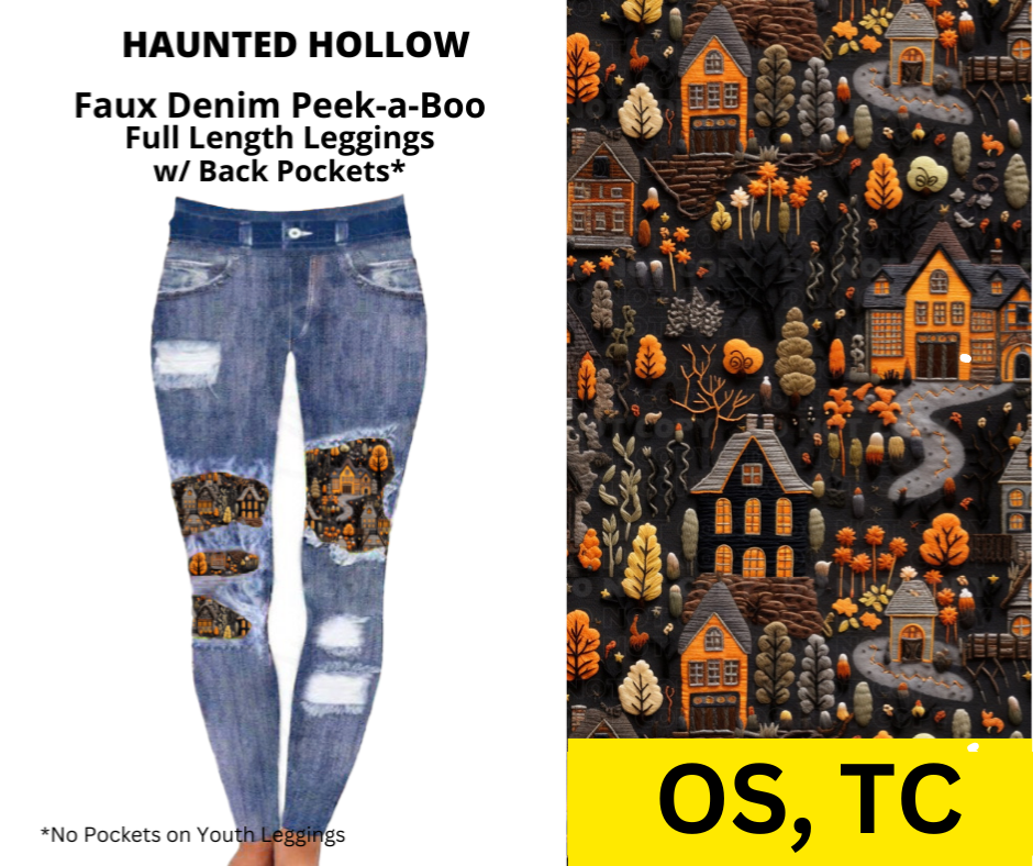 Haunted Hallow Faux Denim Full Length Peekaboo Leggings