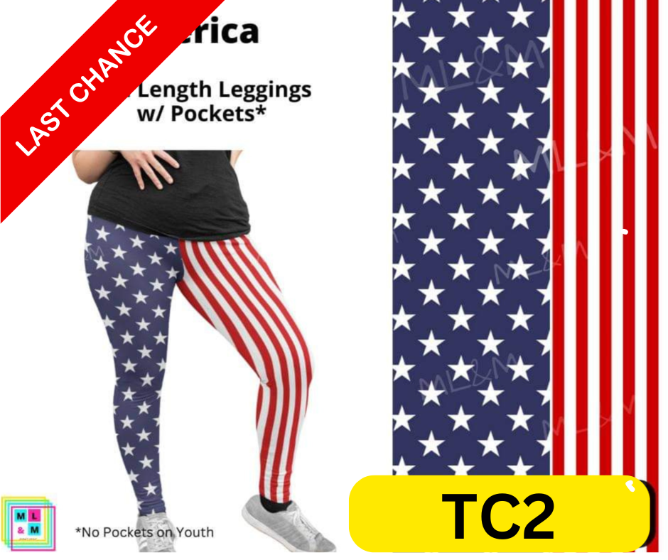 America Full Length Leggings w/ Pockets