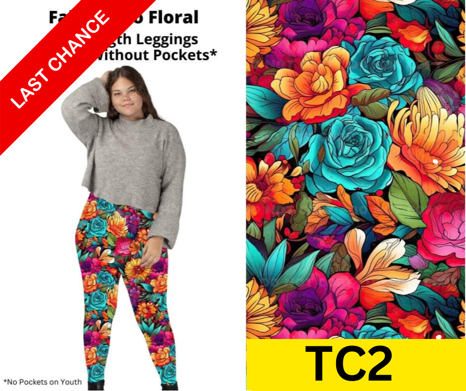 Fall Tattoo Floral Full Length Leggings w/ Pockets