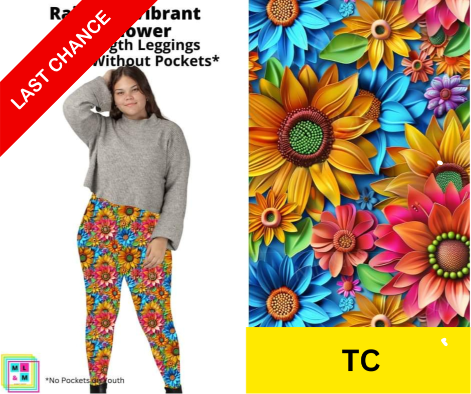 Rainbow Vibrant Sunflower Full Length Leggings w/ Pockets