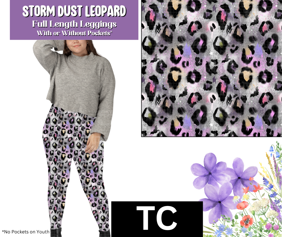 Storm Dust Leopard Full Length Leggings w/ Pockets
