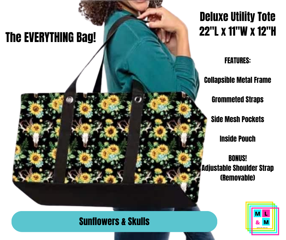 Sunflowers & Skulls Collapsible Tote