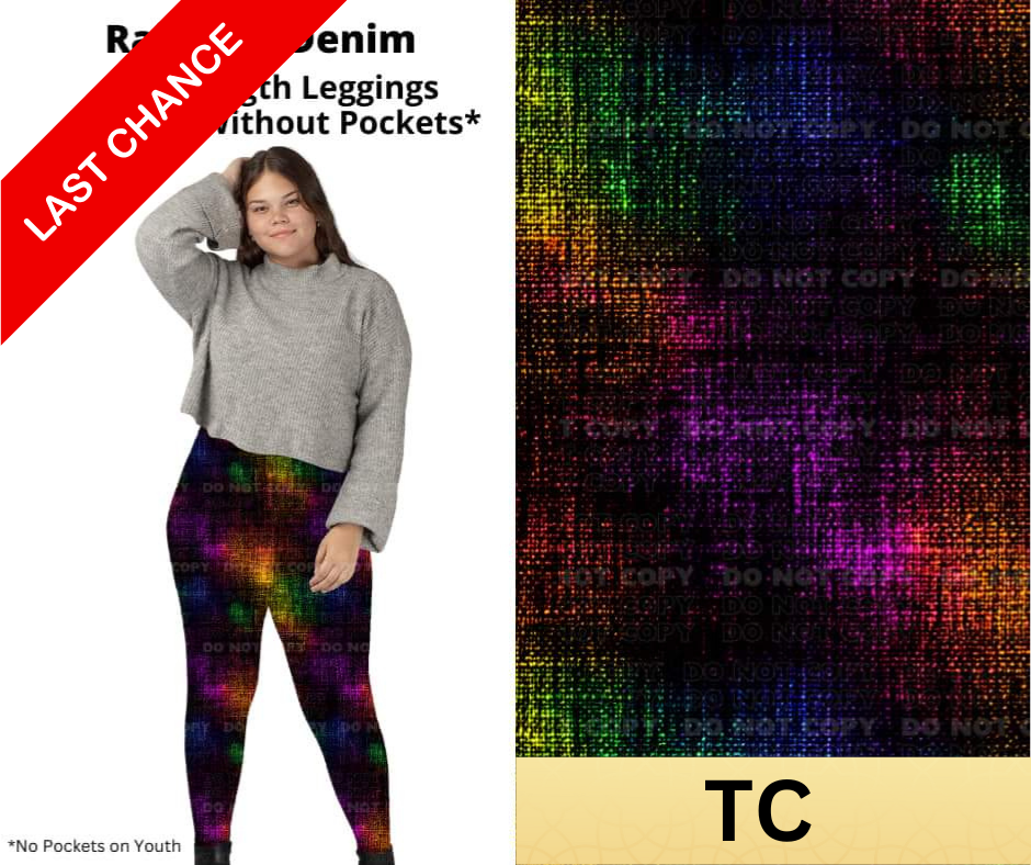 Rainbow Denim Full Length Leggings w/ Pockets