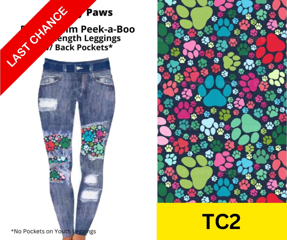 Pretty Paws Faux Denim Full Length Peekaboo Leggings