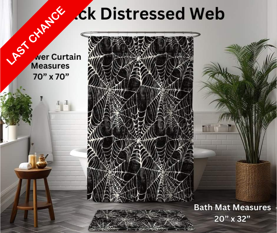 Black Distressed Web Custom Bath Mat