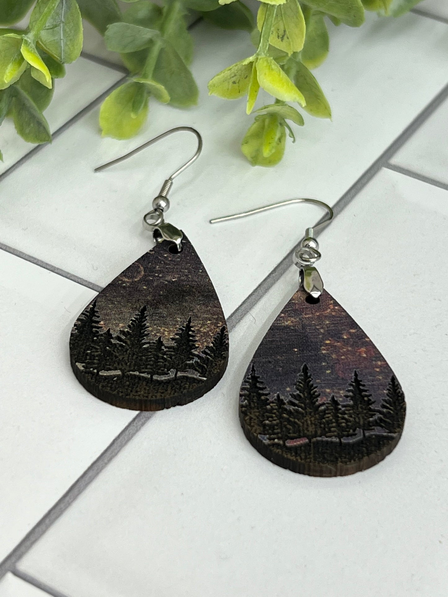 Forest Teardrop - Oil Slick - Handcrafted Earrings