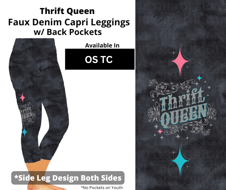 Watercolor Thrift Queen Capri Leggings w/ Side Leg Designs