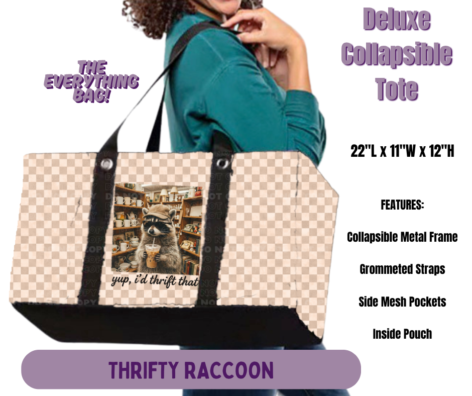 Thrifty Racoon Collapsible Tote