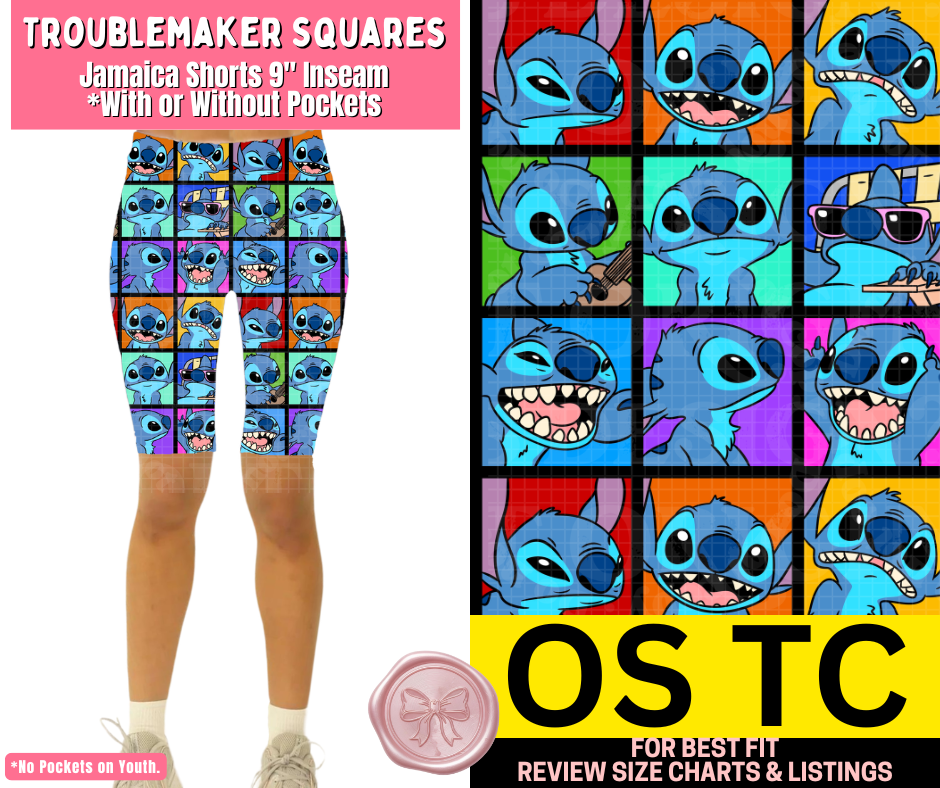 Troublemaker Squares Jamaica Shorts w/ Pockets