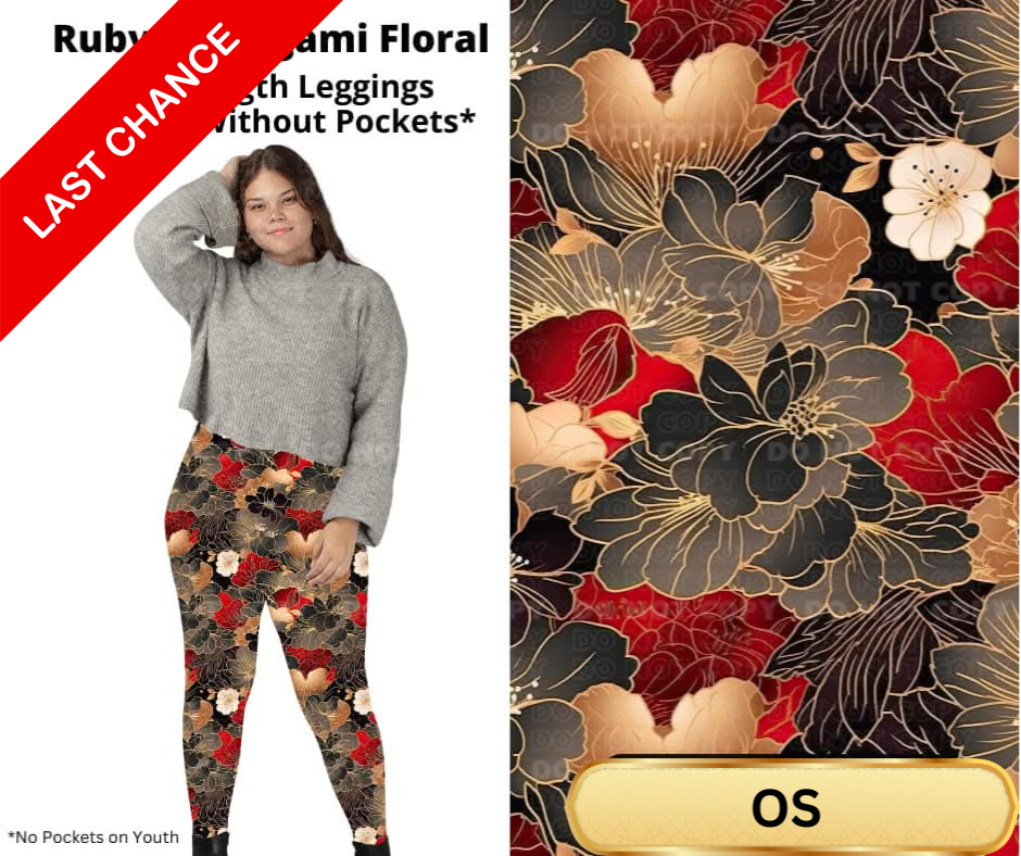 Ruby Chiyogami Floral Full Length Leggings w/ Pockets
