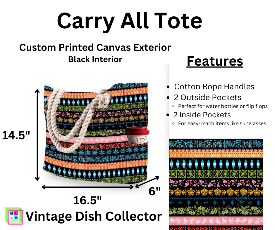 Vintage Dish Collector Carry All Tote