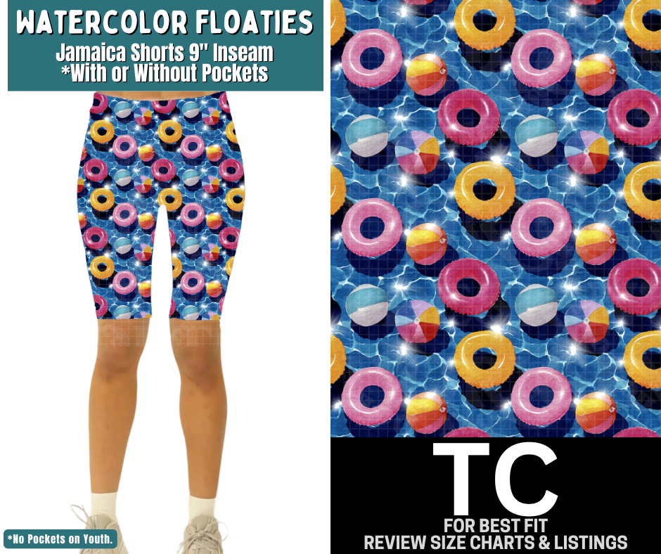 Watercolor Floaties Jamaica Shorts w/ Pockets