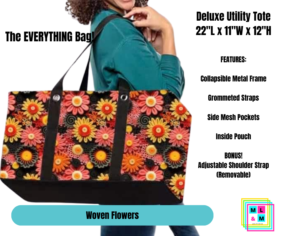 Woven Flowers Collapsible Tote