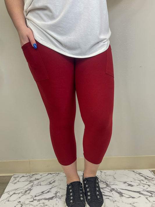 Red Wine Capri w/ Pockets * Deal of The Weekend!