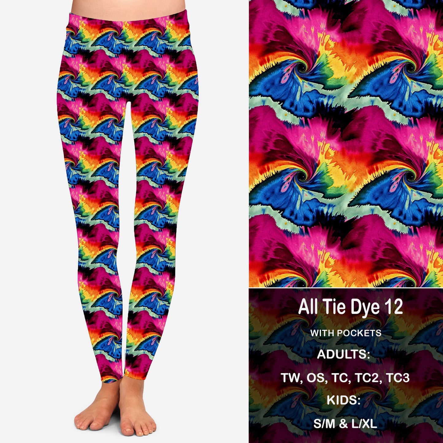 All Tie Dye 12 Leggings with Pockets Preorder Closes 2/7 eta March