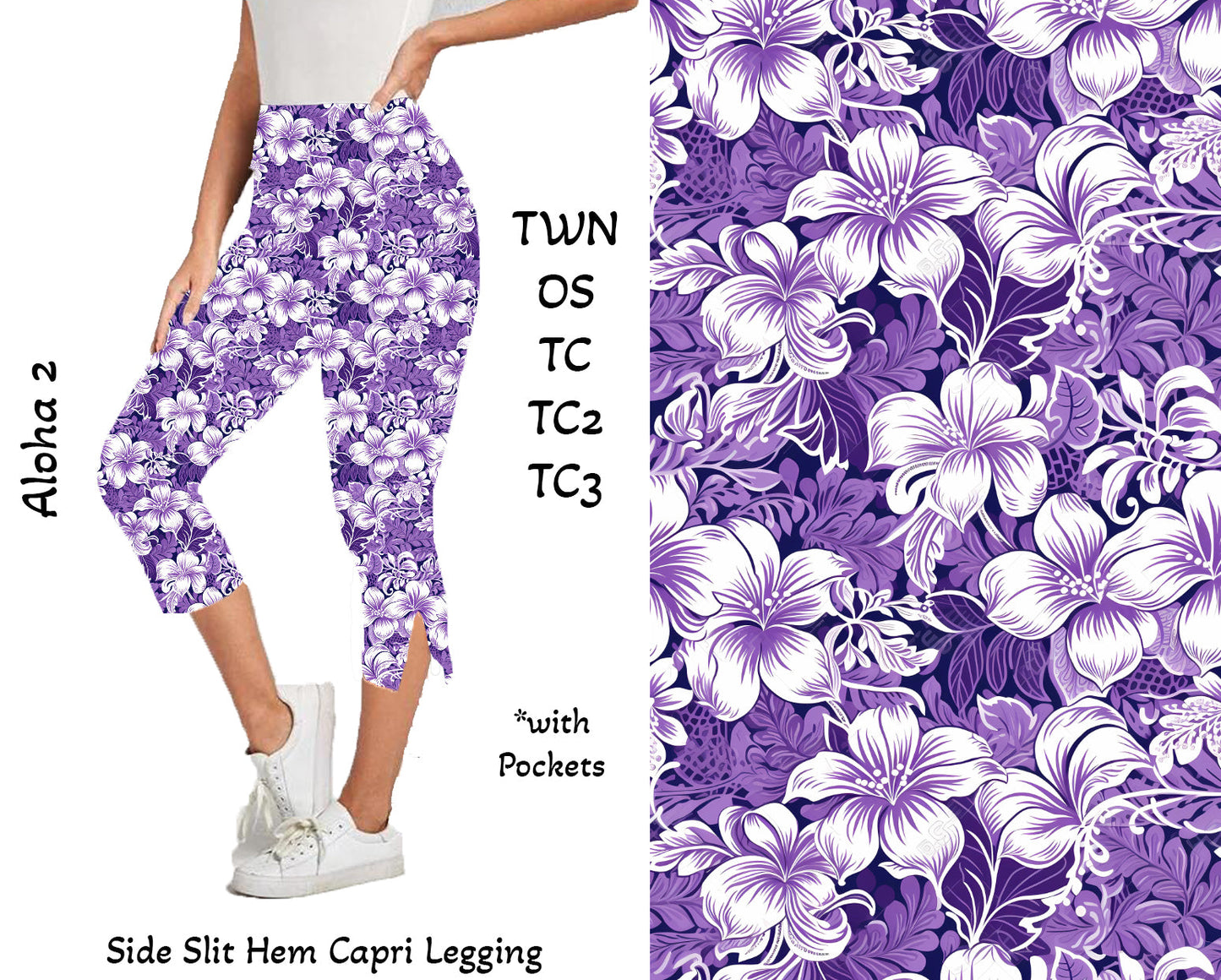 Aloha 2 - Side Slit Hem Capri Leggings with Pockets Preorder Closes 3/25