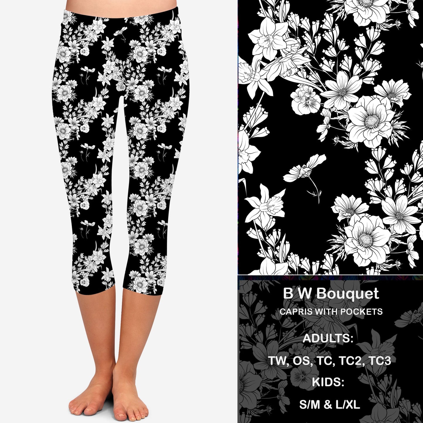 B W Bouquet Leggings & Capris with Pockets Preorder Closes 7/14 eta Late August
