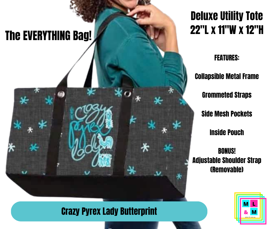Crazy Pyrex Lady Butterprint Collapsible Tote