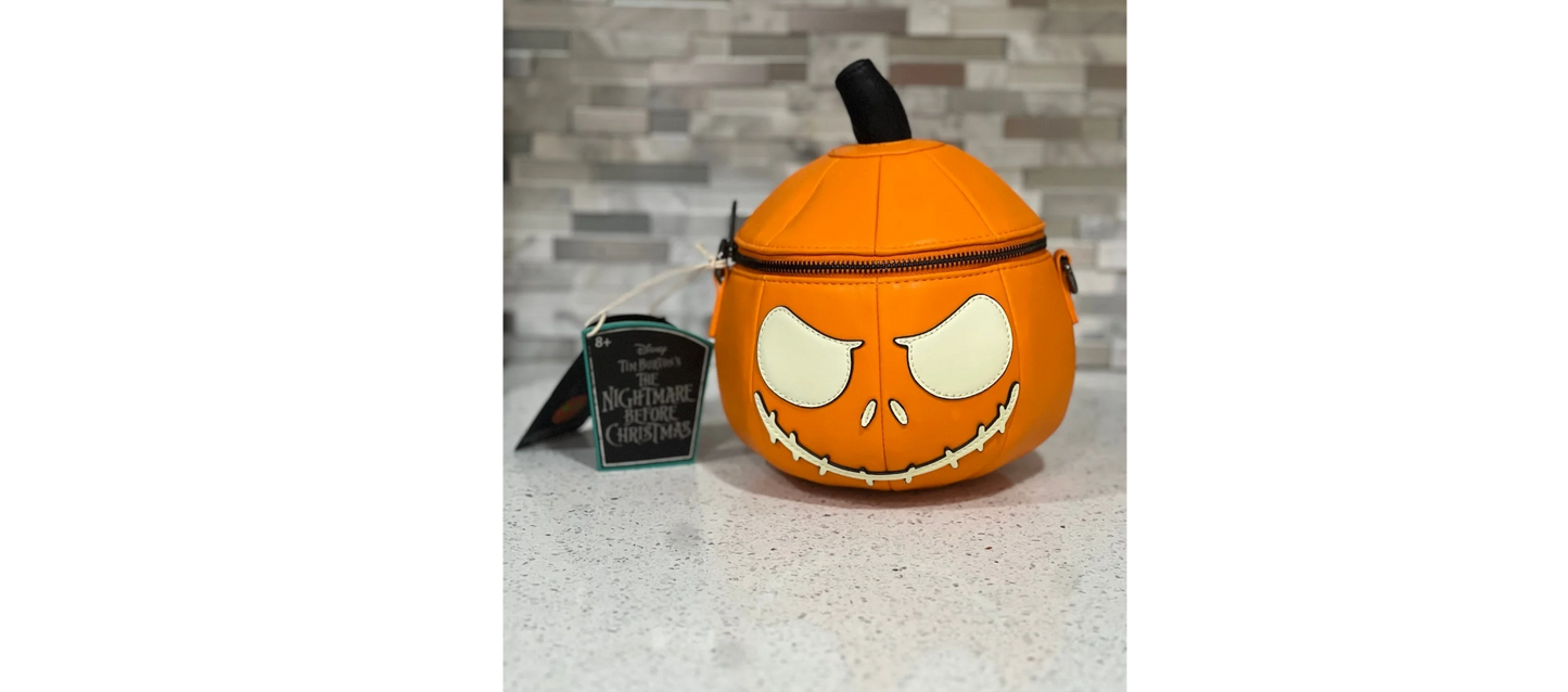 LOUNGEFLY-PUMPKIN JACK GLOW IN THE DARK CROSSBODY BAG- SPECIAL EDITION ONLINE EXCLUSIVE