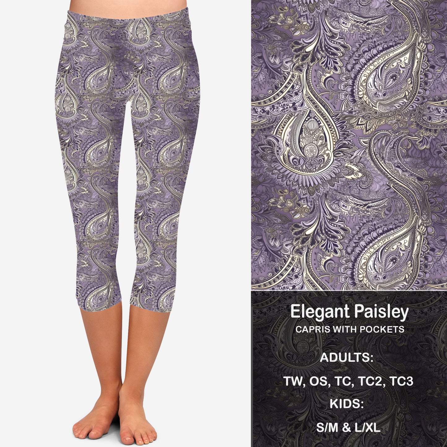Elegant Paisley Leggings & Capris with Pockets Preorder Closes 2/23