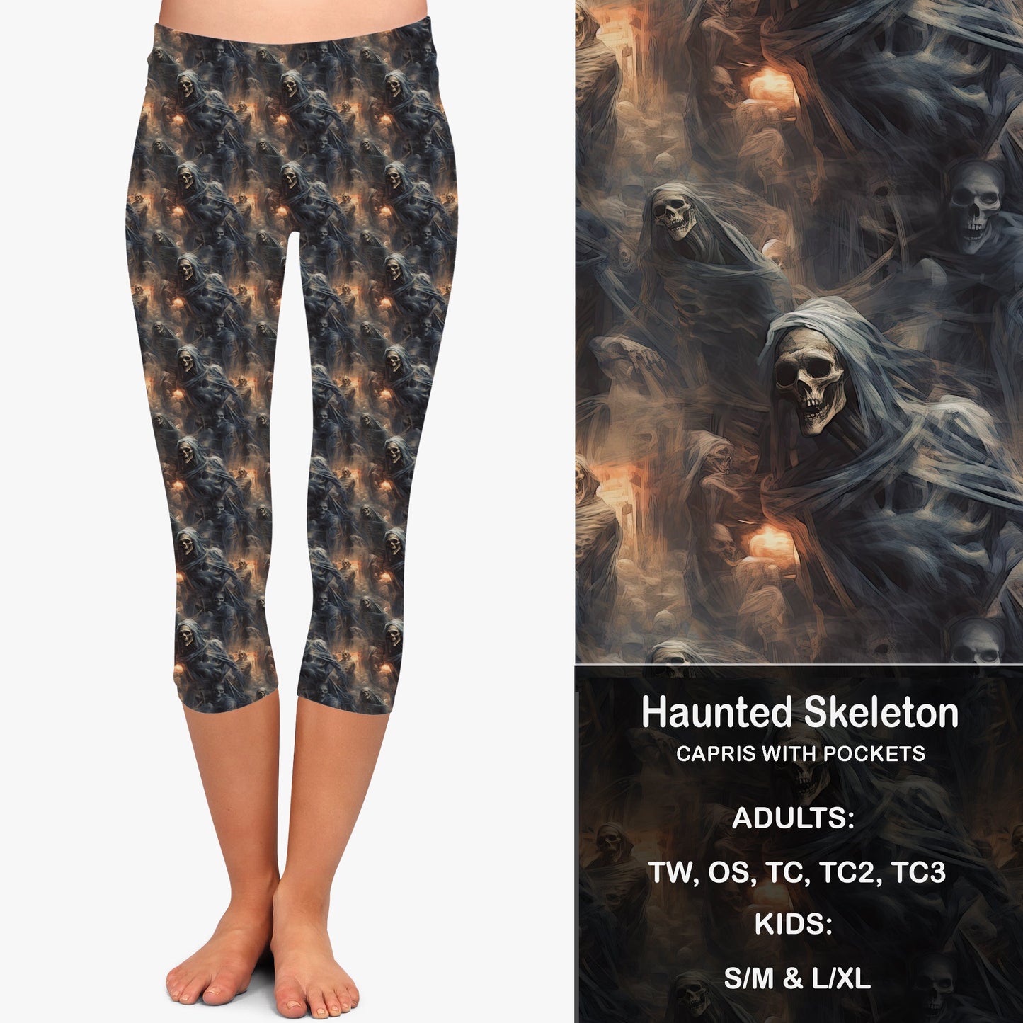 HAUNTED SKELETON - Leggings & Capris with Pockets Preorder Closes 7/31