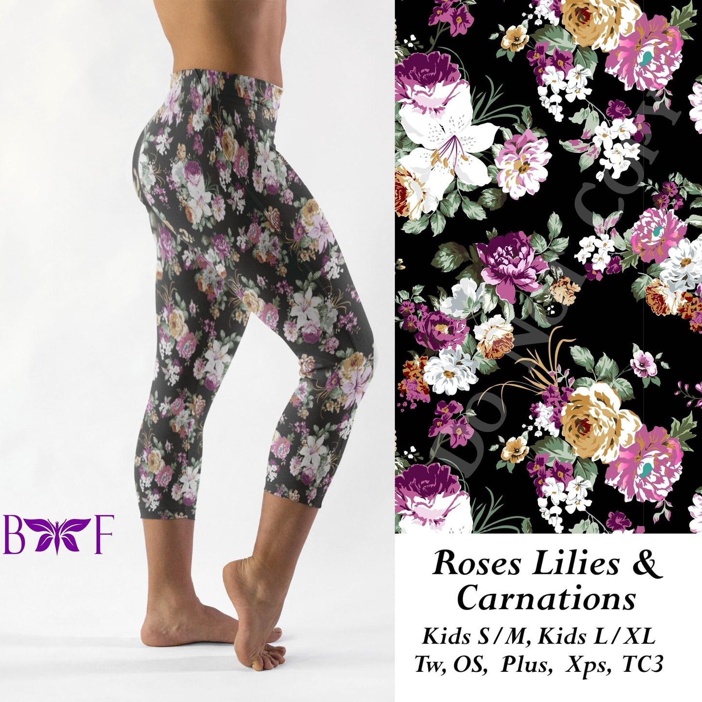 Roses Lilies & Carnations - Leggings